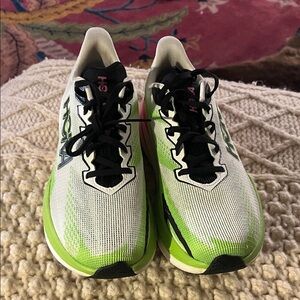 New Hoka Mach 3  Lime Green and White Athletic Shoes